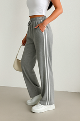 DOUBLE STRIPPED STRAIGHT LEG PANTS - Grey