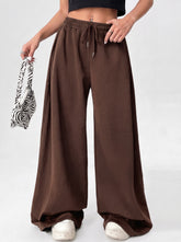 Wide leg loose fit Trouser -Brown
