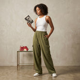 Terry Cargo Trouser - Olive Green