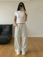 Cross Piping Loose Fit Trouser - Grey