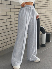 High-Waist Seam Front Wide-Leg Lounge Pants