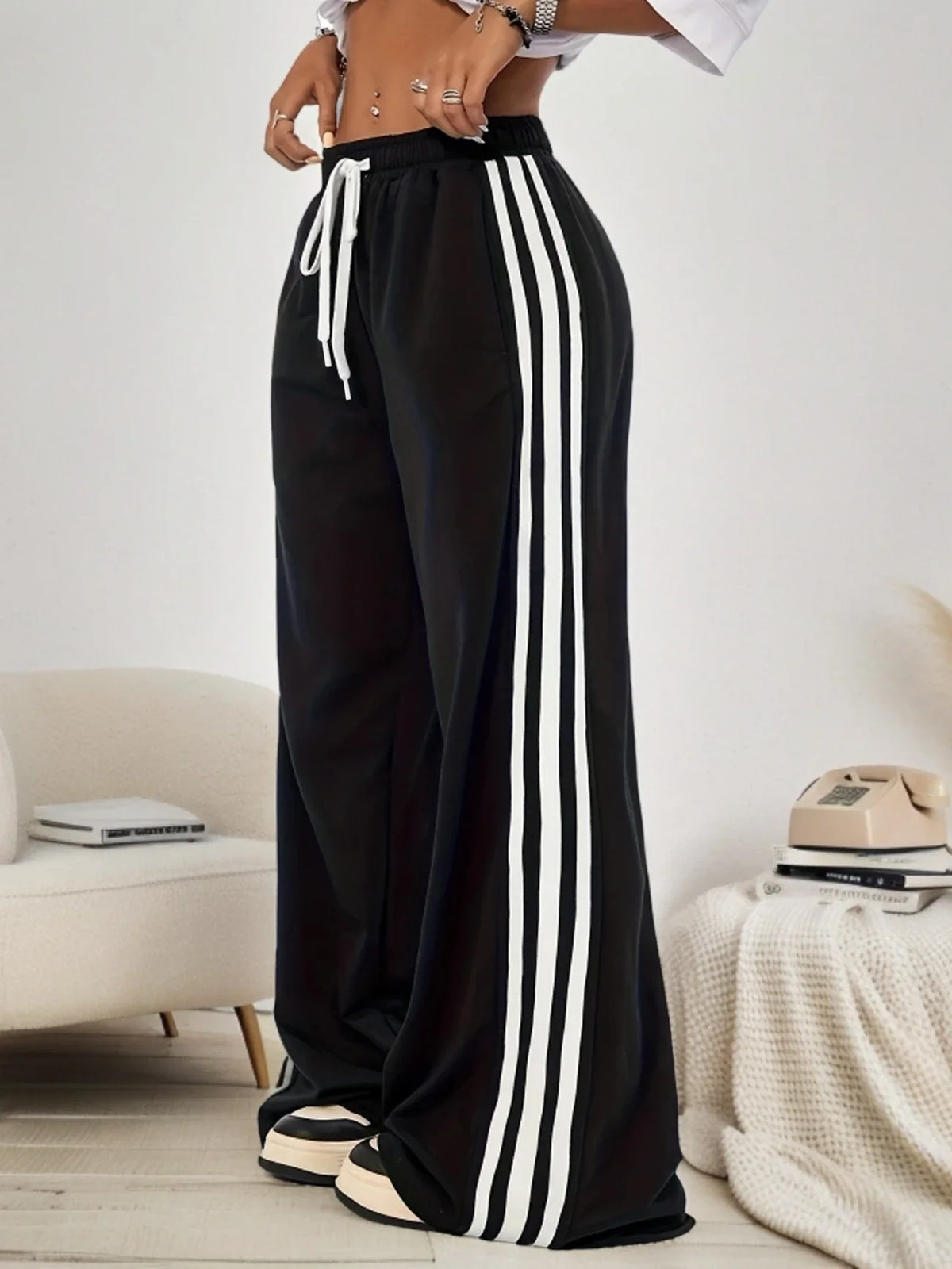 Multi Striped Wide Leg Trouser