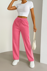 Double Striped Straight Leg Pants - Pink