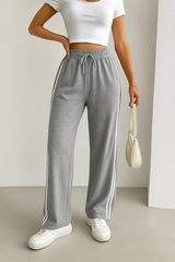 DOUBLE STRIPPED STRAIGHT LEG PANTS - Grey