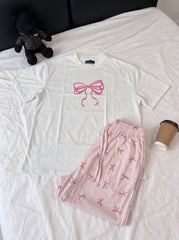Pink Bow Loungewear Set