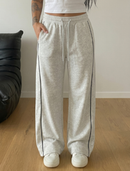 Cross Piping Loose Fit Trouser - Grey