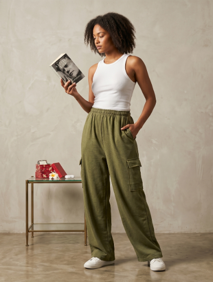 Terry Cargo Trouser - Olive Green