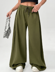 Wide leg loose fit Trouser - Olive Green