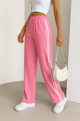 Double Striped Straight Leg Pants - Pink