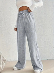 High-Waist Seam Front Wide-Leg Lounge Pants