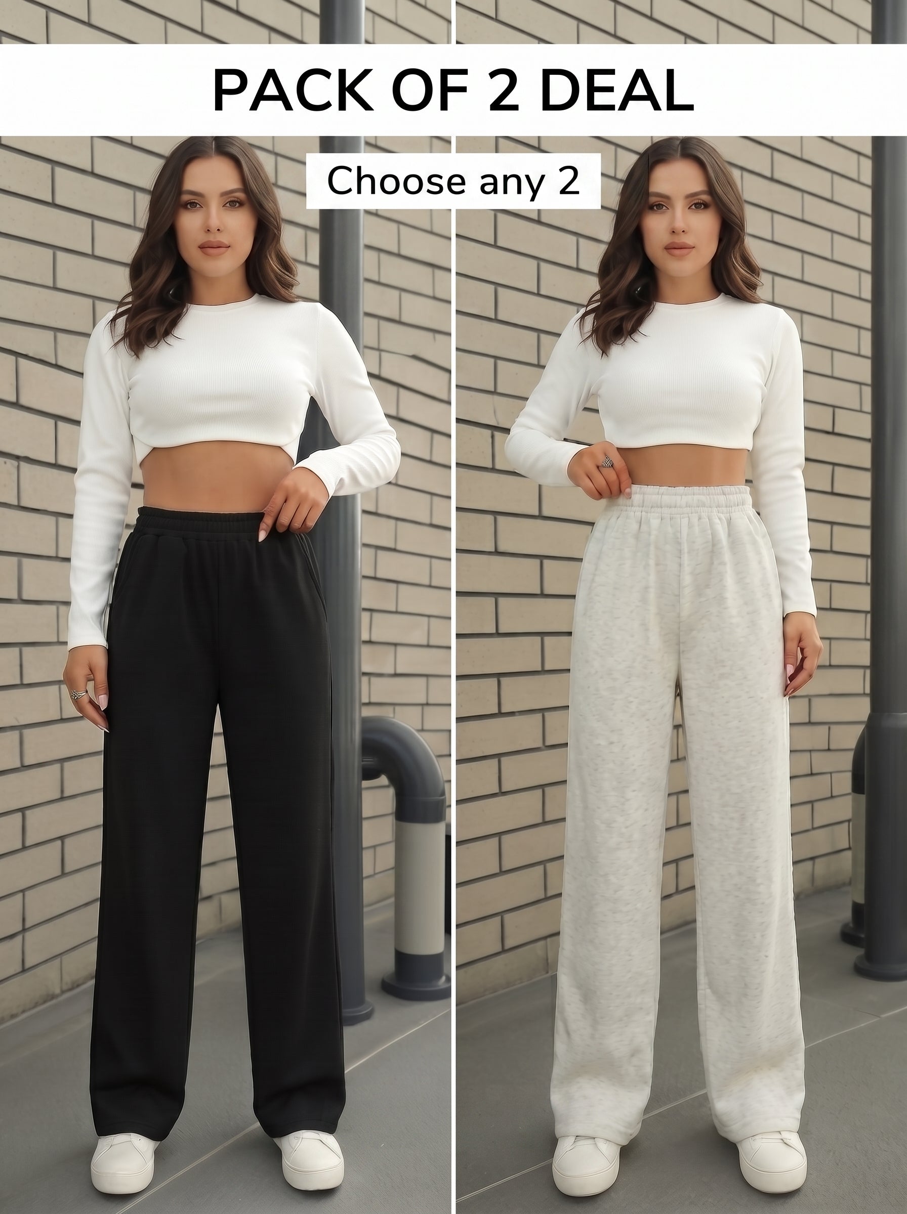 Pack of 2 Straight Fit Trousers