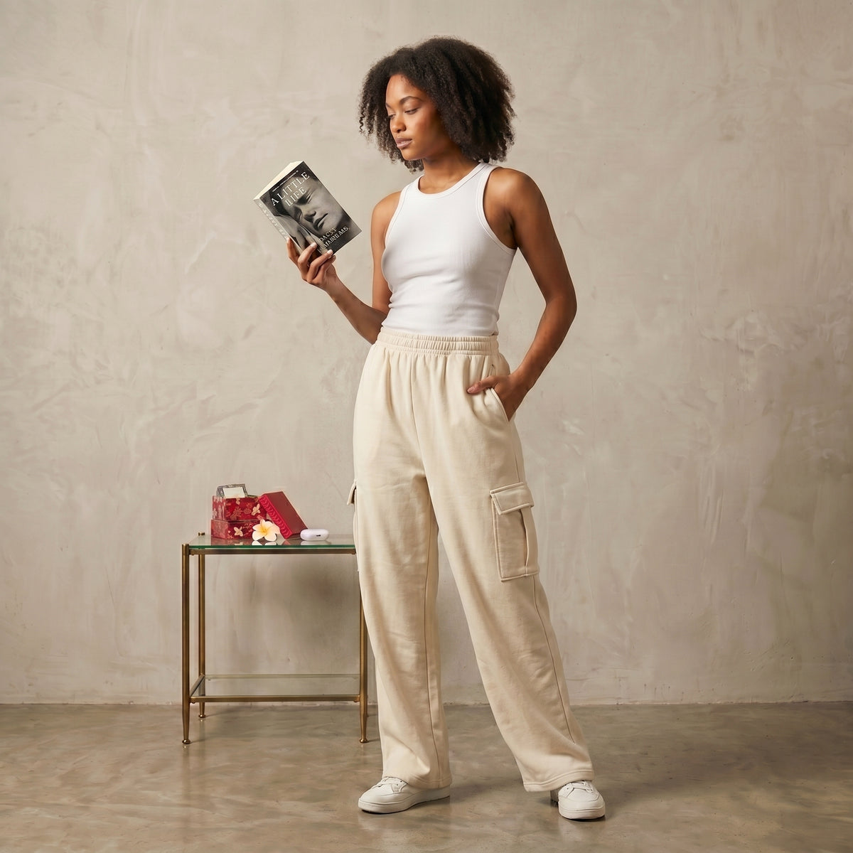 Terry Cargo Trouser - Beige