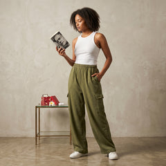 Terry Cargo Trouser - Olive Green