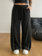 Cross Piping Loose Fit Trouser - Black